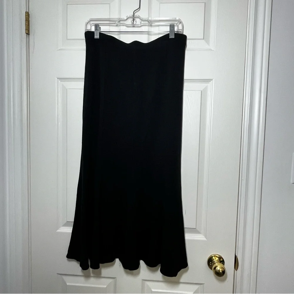 Eileen Fisher Black Wool Blend Flare Trumpet Skirt Size Medium